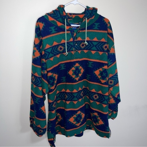 Laundromat Vintage 90’s Aztec Poly Fleece Hooded Pullover Size Large - Picture 6 of 9